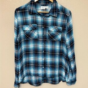 Miss Daisy Blue Plaid Flannel Top